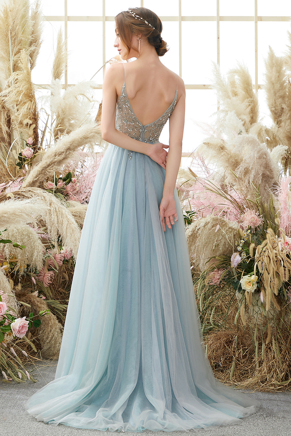 Lilla beading Tulle Prom Kjole