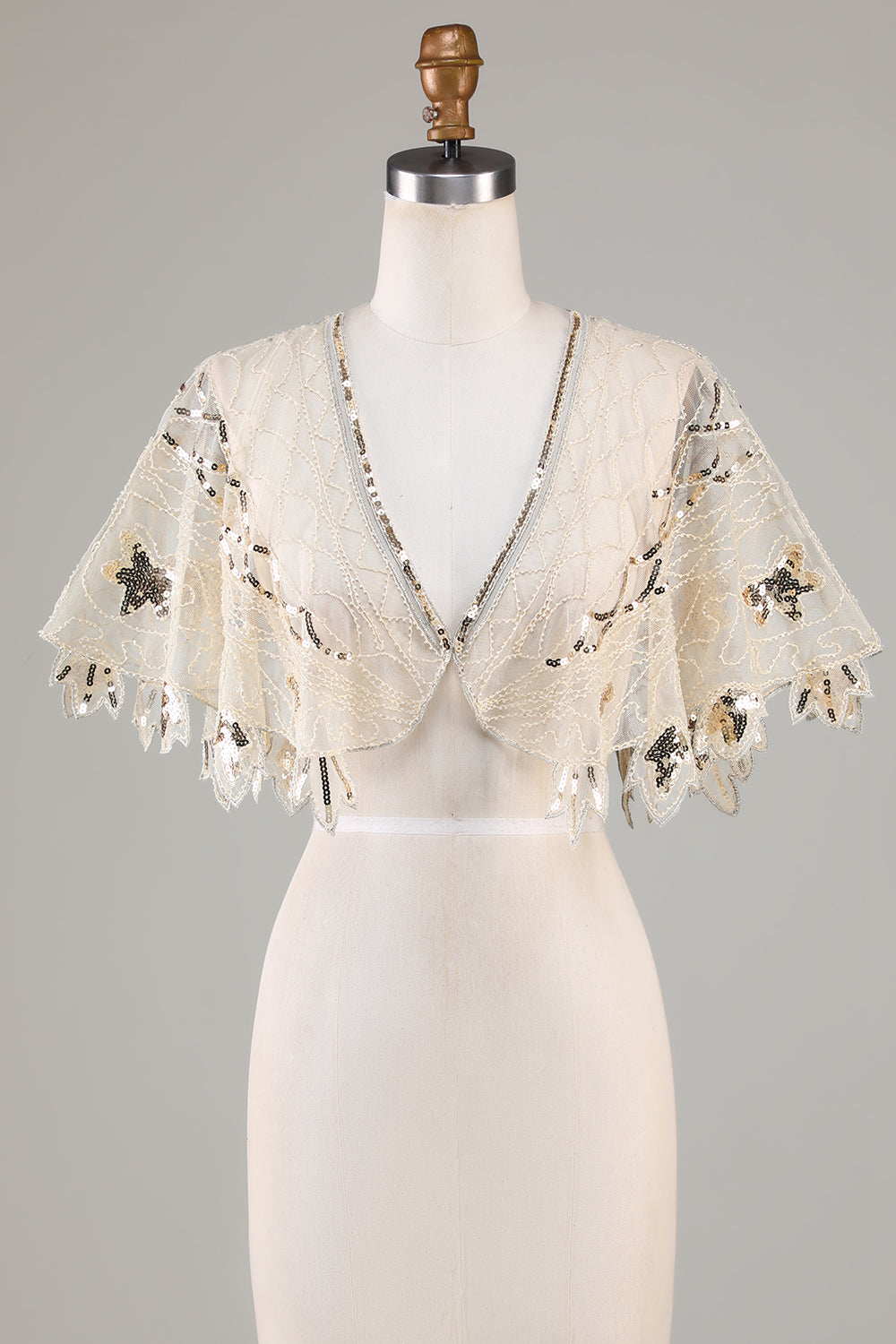 Pailletter Black Glitter 1920'erne Cape med perler