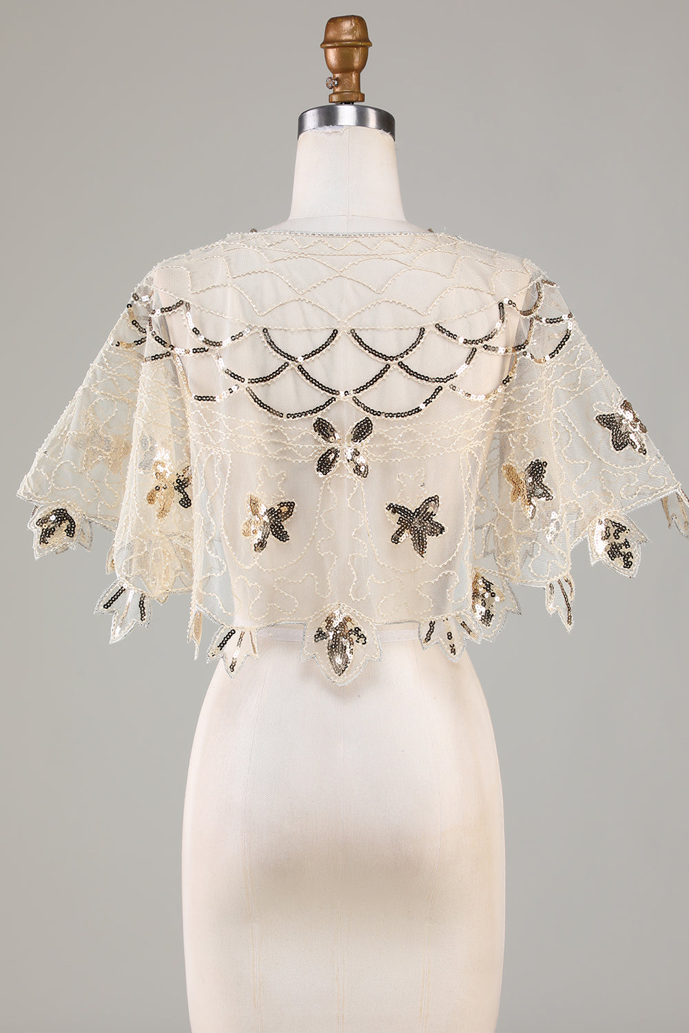 Pailletter Black Glitter 1920'erne Cape med perler