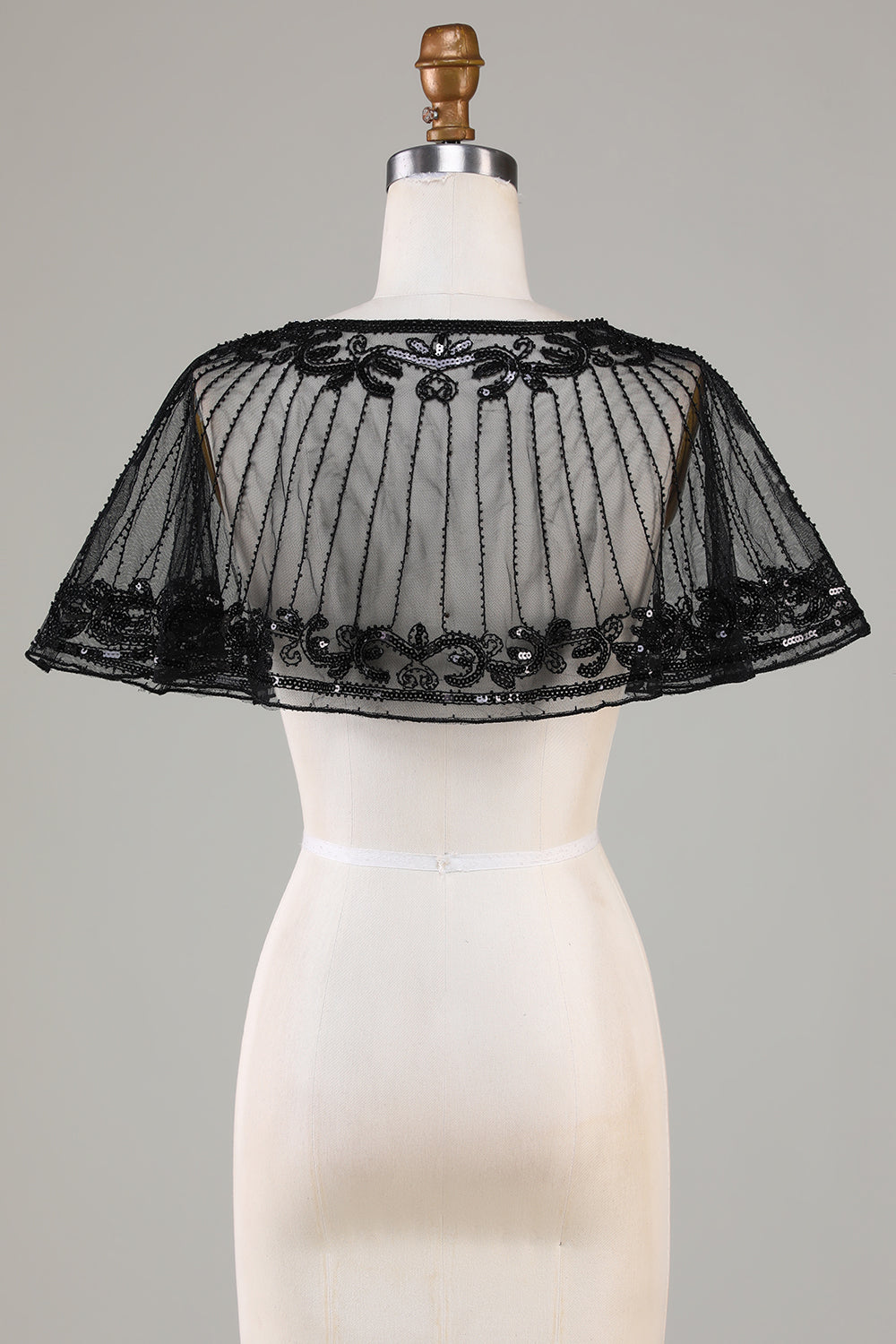 Black Beaded Glitter 1920'erne Cape til kvinder