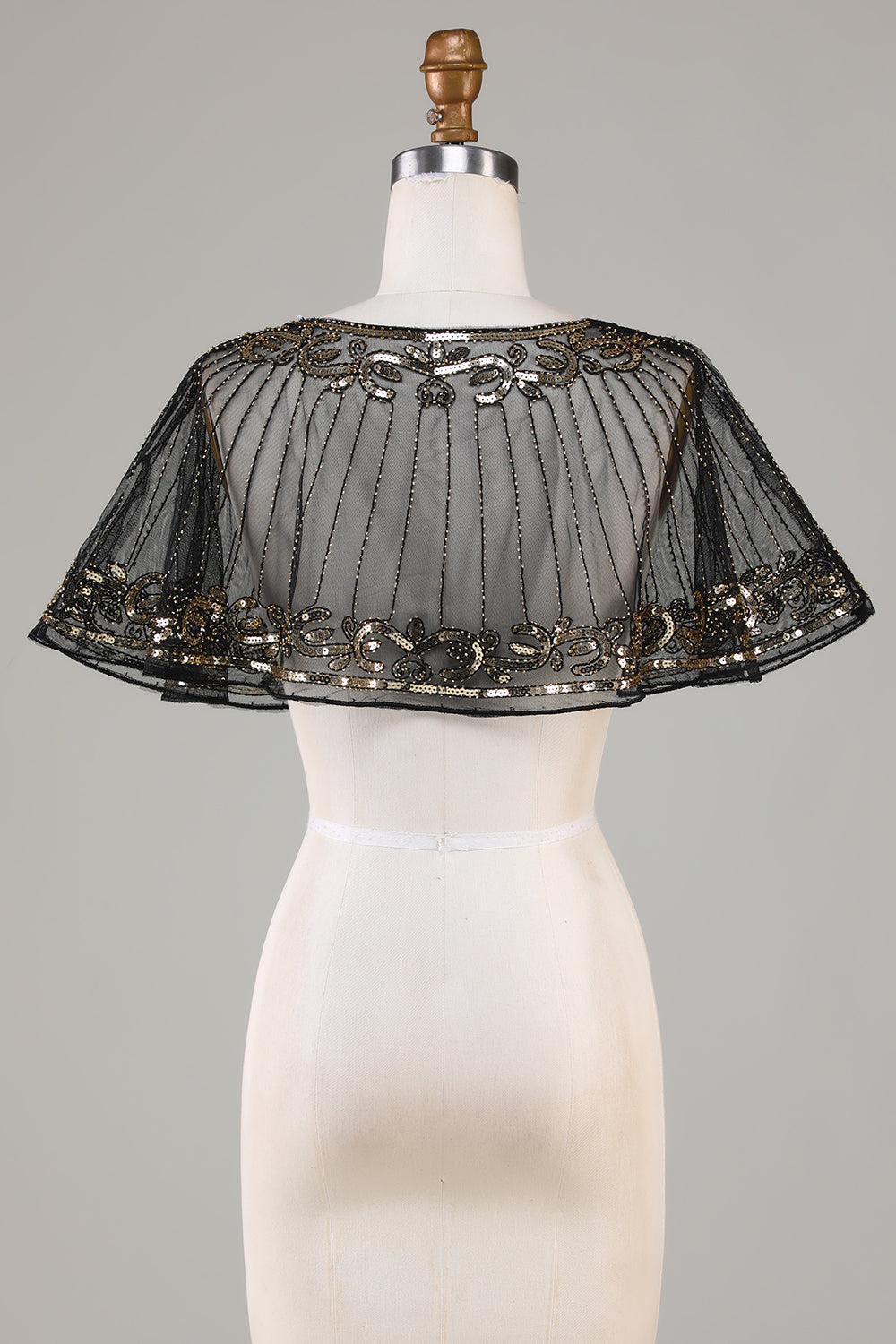 Black Beaded Glitter 1920'erne Cape til kvinder