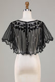 Pailletter Black Glitter 1920'erne Cape med perler