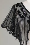 Pailletter Black Glitter 1920'erne Cape med perler