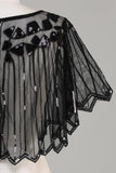 Pailletter Black Glitter 1920'erne Cape med perler