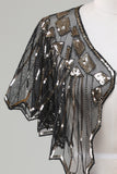 Pailletter Black Glitter 1920'erne Cape med perler