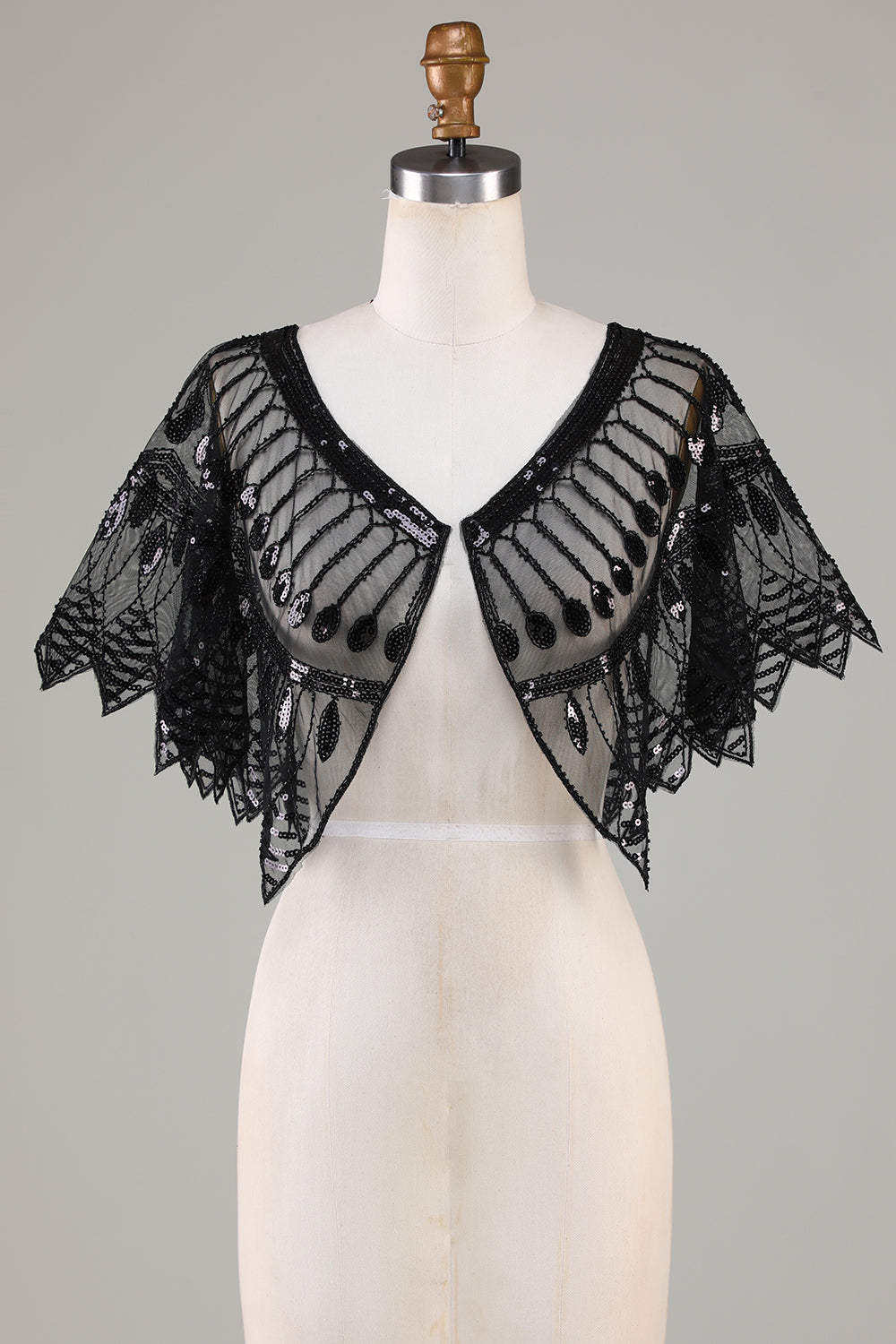 Glitter Black Pailletter 1920'erne Cape med perler
