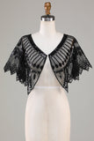 Glitter Black Pailletter 1920'erne Cape med perler
