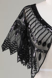 Glitter Black Pailletter 1920'erne Cape med perler