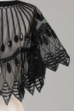 Glitter Black Pailletter 1920'erne Cape med perler