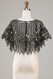 Glitter Black Pailletter 1920'erne Cape med perler