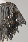 Glitter Black Pailletter 1920'erne Cape med perler