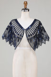 Glitter Black Pailletter 1920'erne Cape med perler