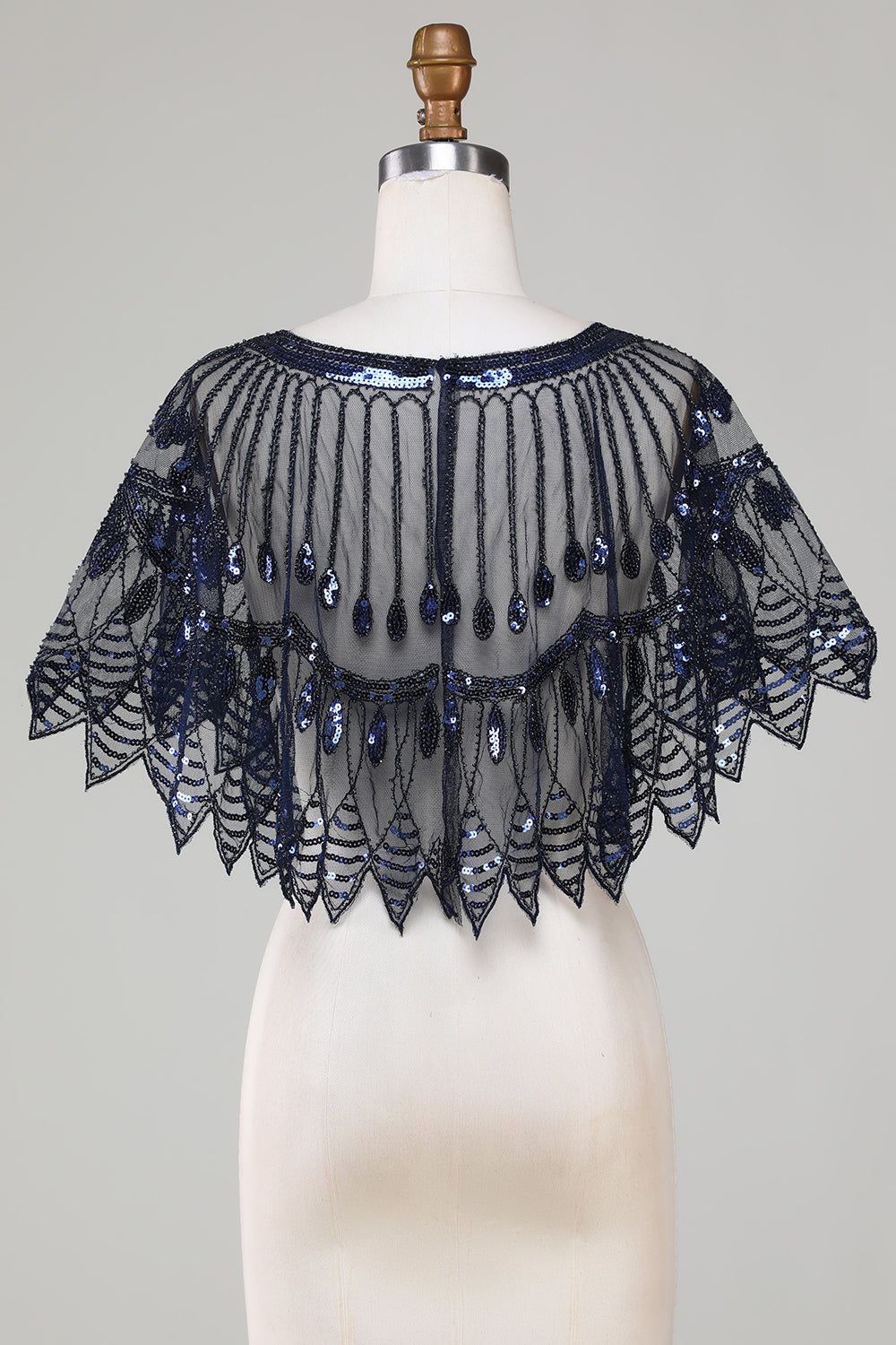 Glitter Black Pailletter 1920'erne Cape med perler
