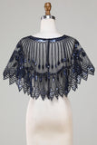 Glitter Black Pailletter 1920'erne Cape med perler