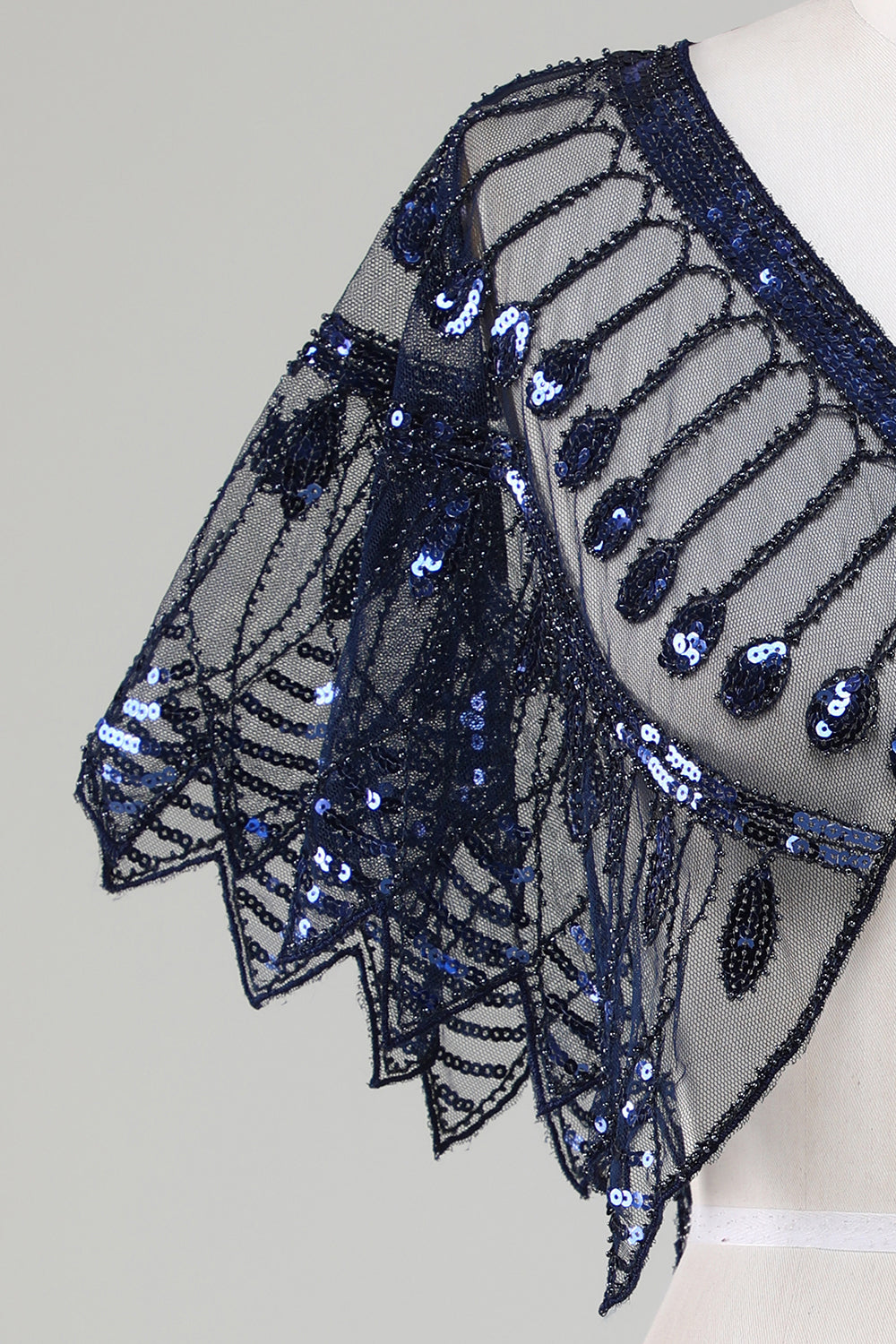 Glitter Black Pailletter 1920'erne Cape med perler