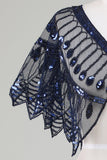 Glitter Black Pailletter 1920'erne Cape med perler