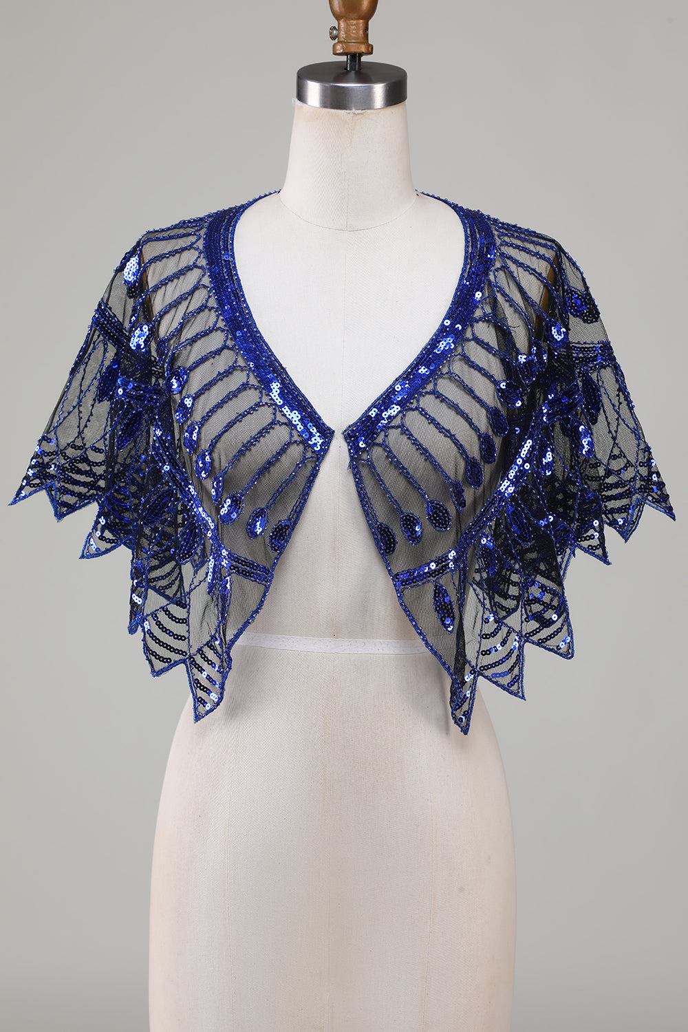 Glitter Black Pailletter 1920'erne Cape med perler