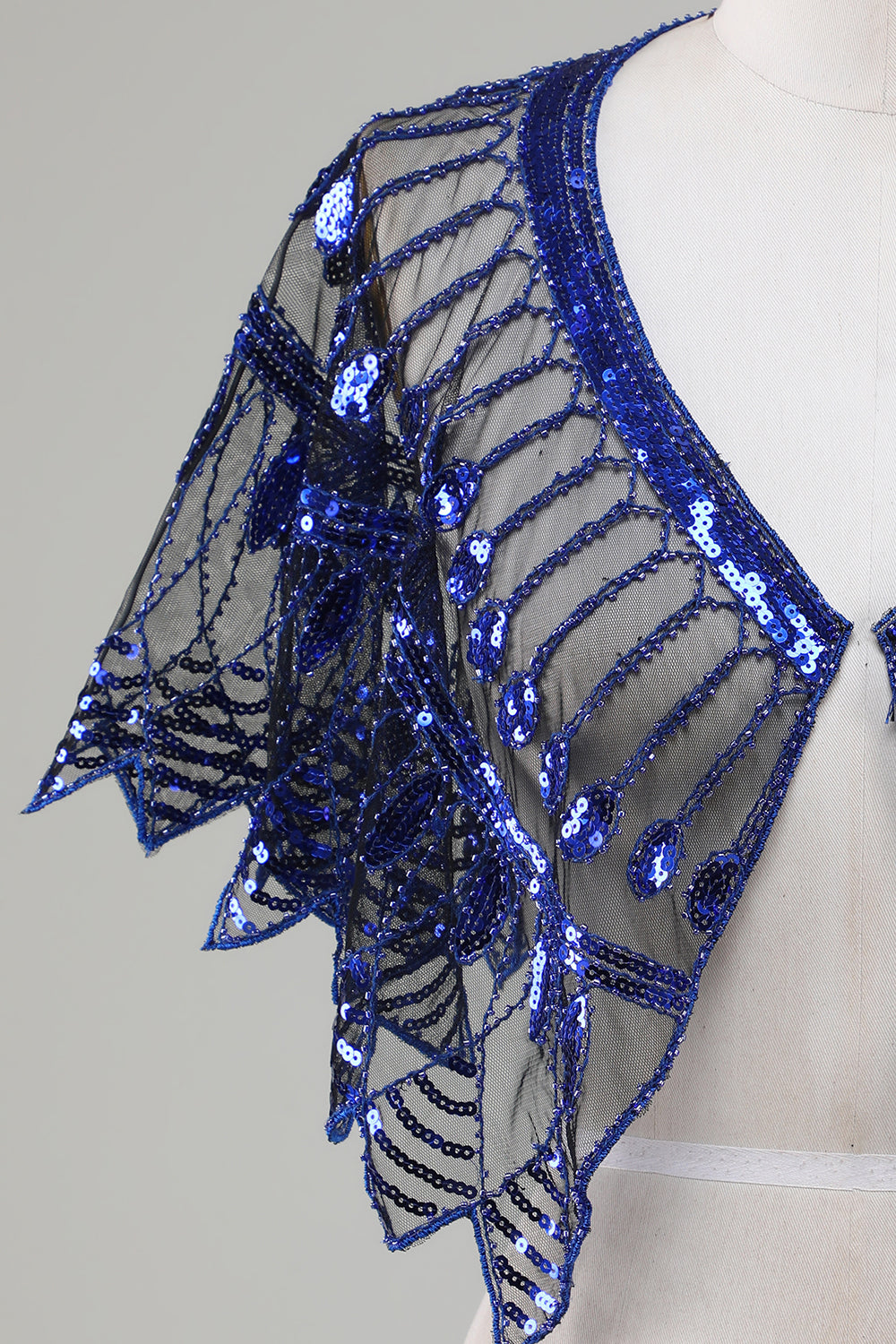 Glitter Black Pailletter 1920'erne Cape med perler