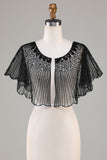 Pailletter Black Glitter 1920'erne Cape med Beaded