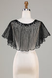 Pailletter Black Glitter 1920'erne Cape med Beaded