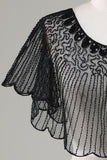 Pailletter Black Glitter 1920'erne Cape med Beaded
