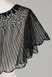 Pailletter Black Glitter 1920'erne Cape med Beaded