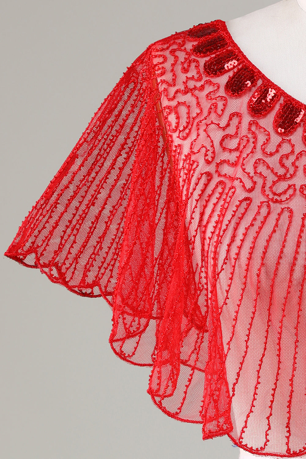 Pailletter Black Glitter 1920'erne Cape med Beaded