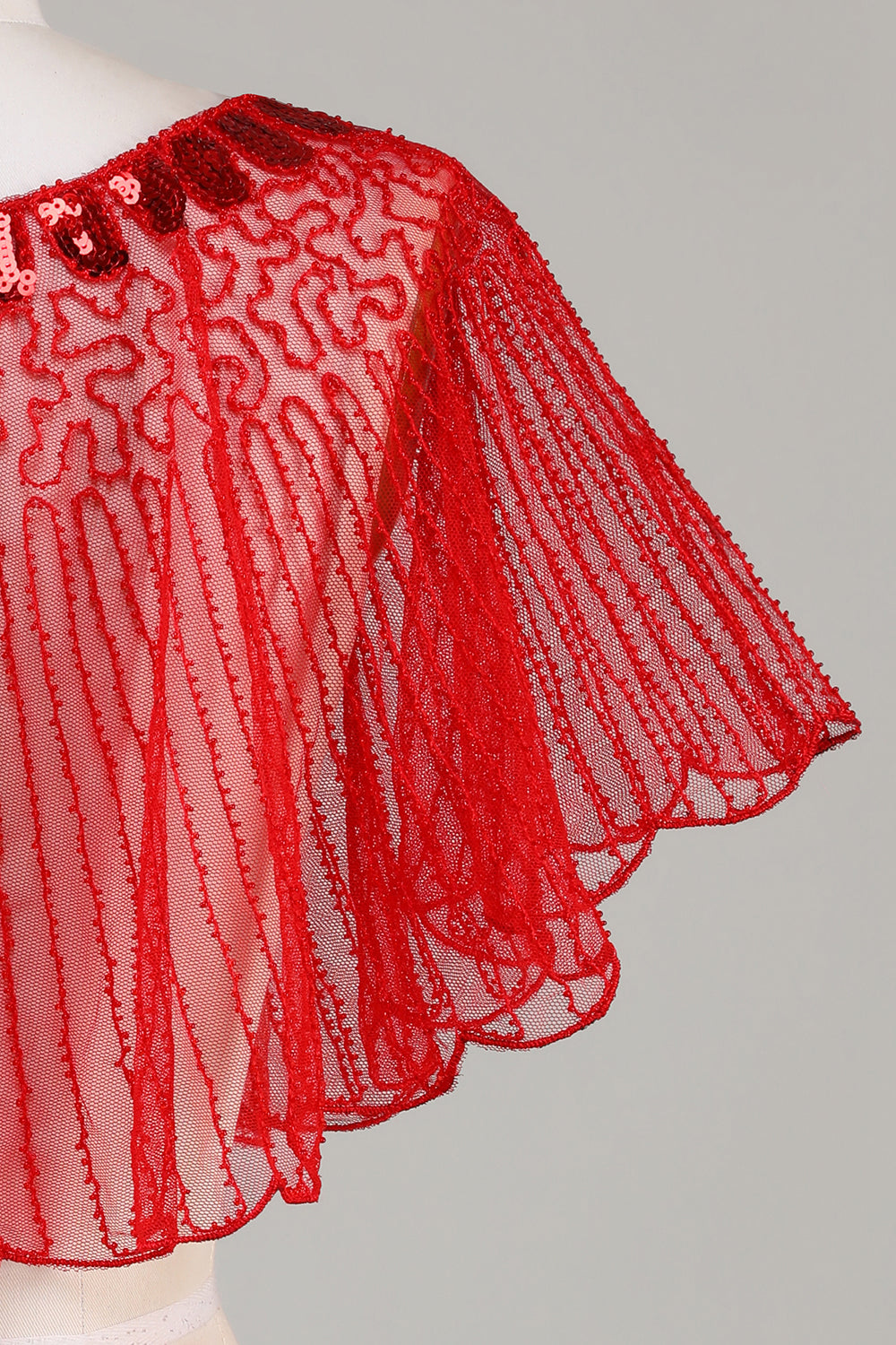 Pailletter Black Glitter 1920'erne Cape med Beaded