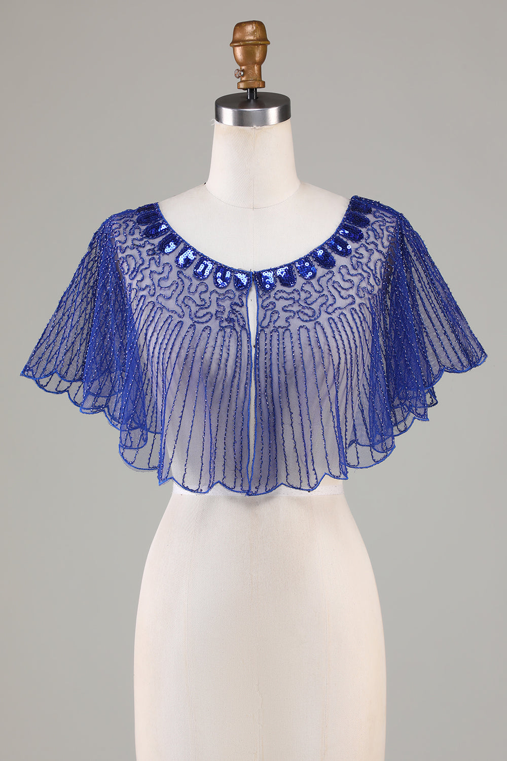 Pailletter Black Glitter 1920'erne Cape med Beaded