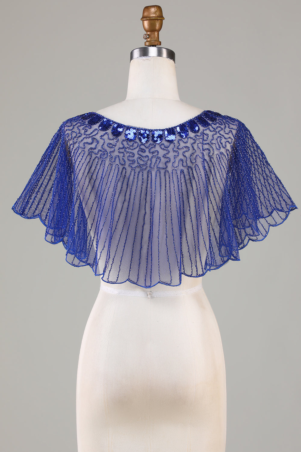 Pailletter Black Glitter 1920'erne Cape med Beaded