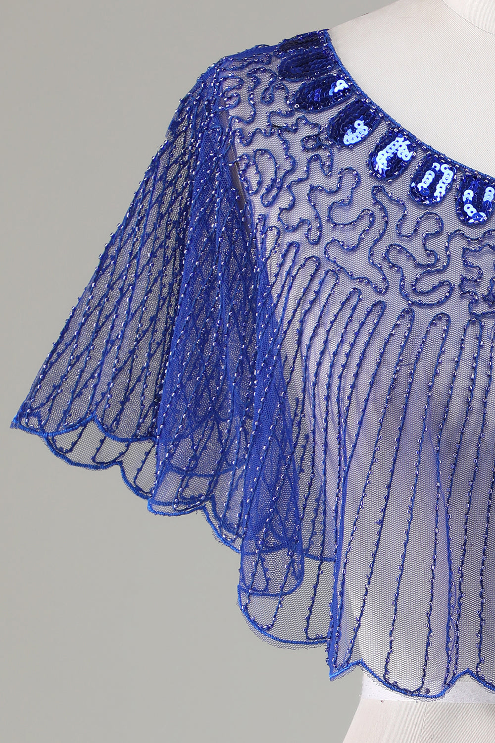 Pailletter Black Glitter 1920'erne Cape med Beaded