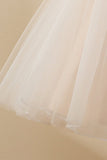 Champagne beaded Tulle Blomst Pige Kjole