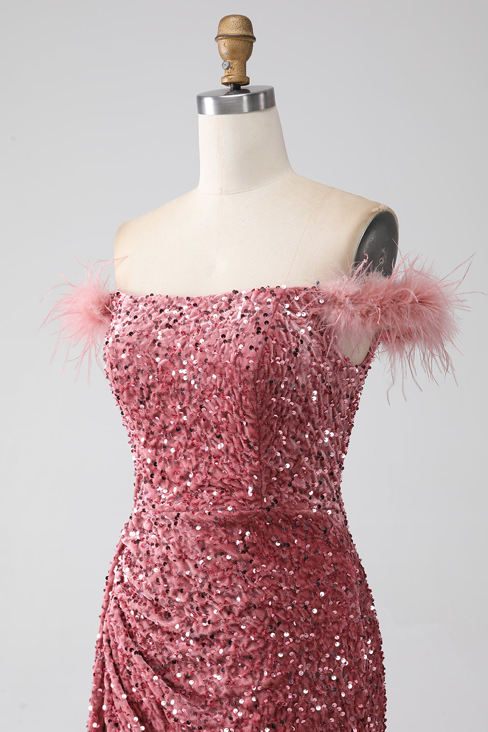 Havfrue Fra skulder Blush Pailletter Gallakjole med slids