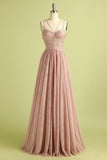 Lyserod Split Front spaghetti-stropper Prom Kjole