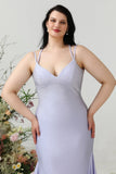 Havfrue Spaghetti Stropper Lilac Plus Size Prom Kjole med Criss Cross Back