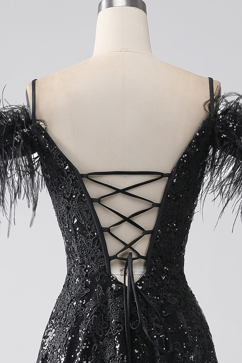 A-Line Kold skulder Pailletter Lang gallakjole med slids