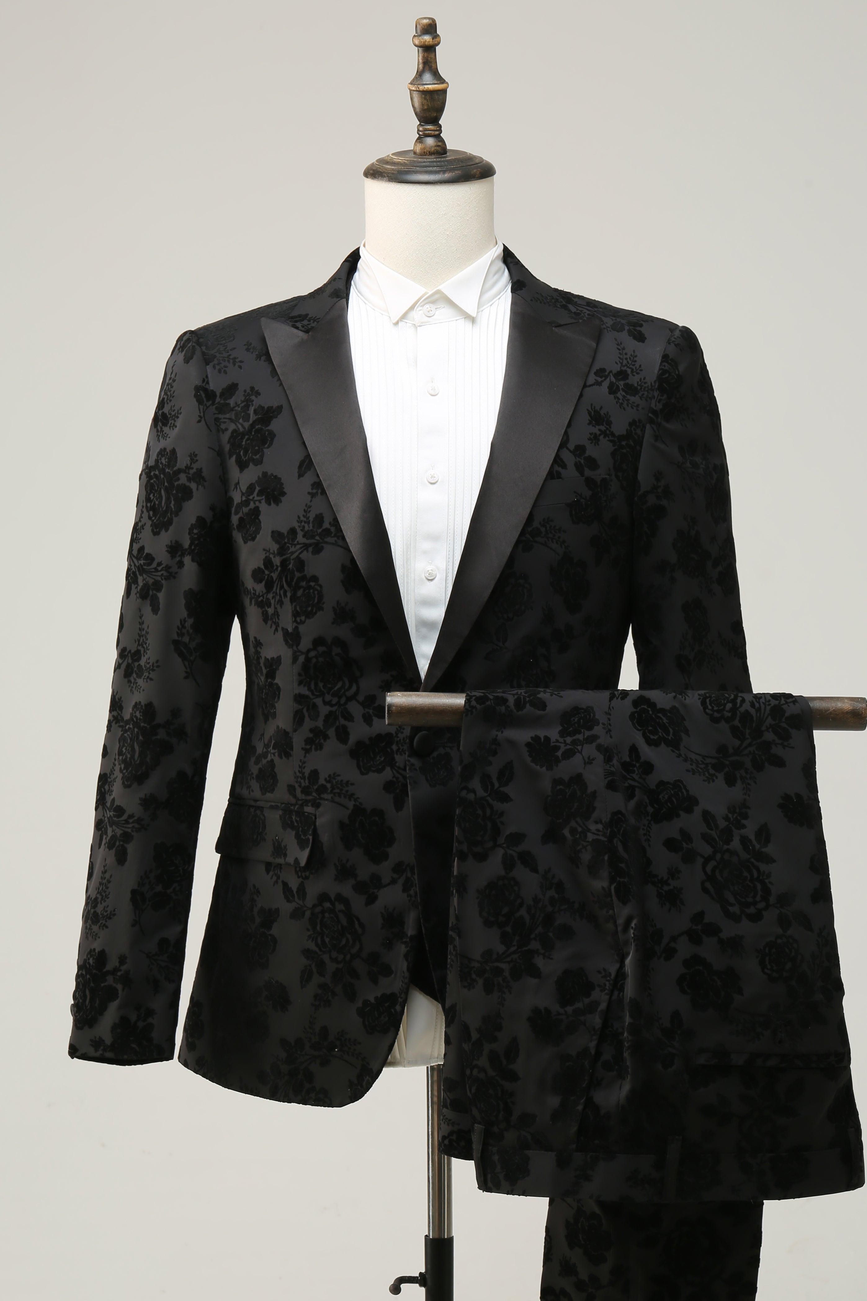 Black Peak Lapel Jacquard mænds galladragter