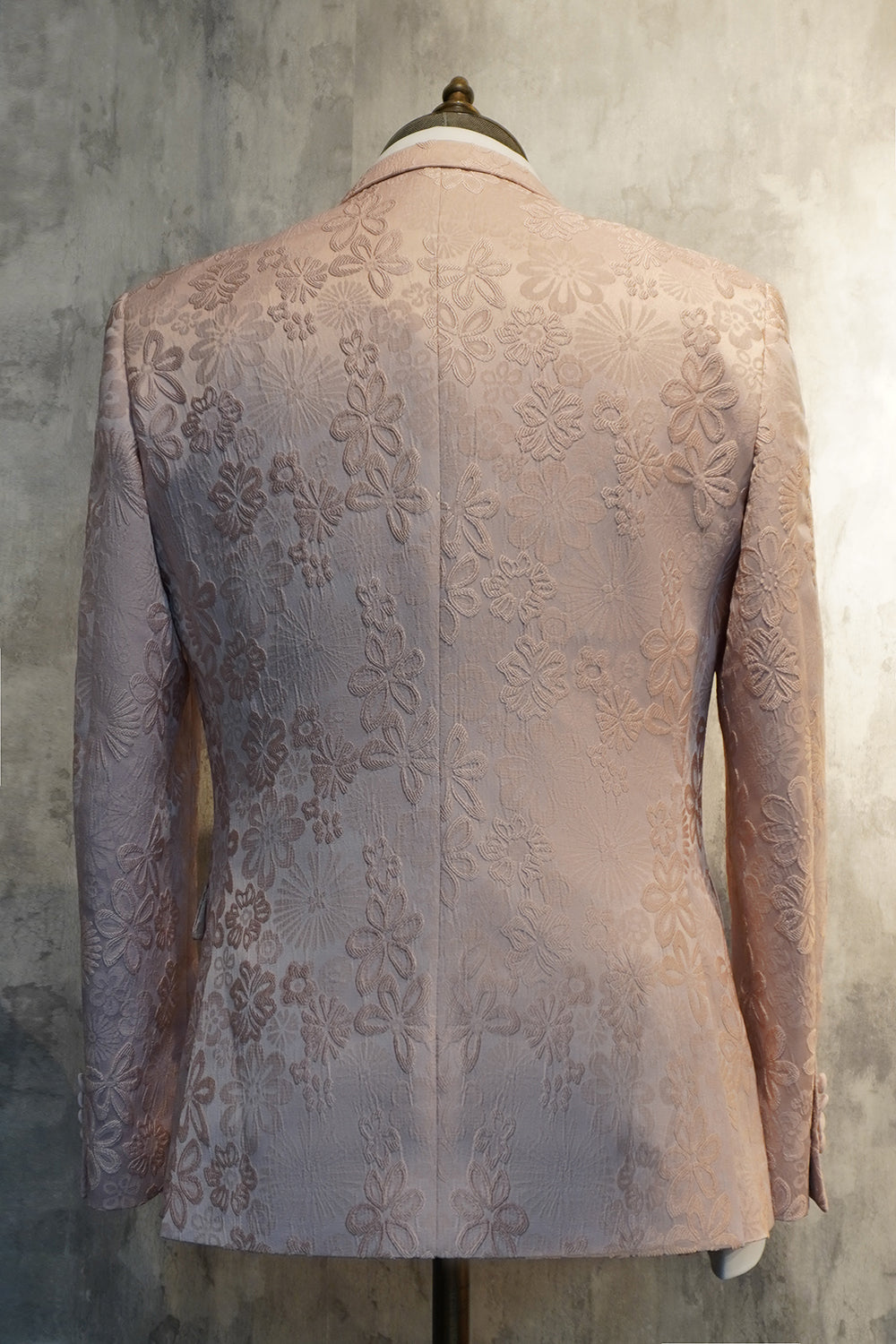 Peak Lapel One Button Mørkeblå Jacquard mænds bryllupsfestdragter