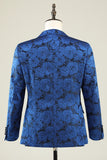 Peak Revers Jacquard Royal Blue Single Breasted Mænds Prom Blazer
