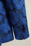 Peak Revers Jacquard Royal Blue Single Breasted Mænds Prom Blazer