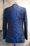 Peak Lapel Jacquard To knapper Royal Blue Single Breasted Mænds Prom Blazer