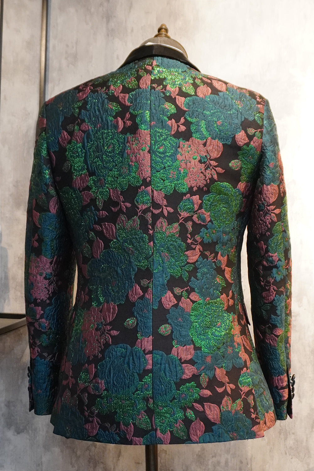 Grøn Sjal Revers Jacquard Mænds Prom Blazer