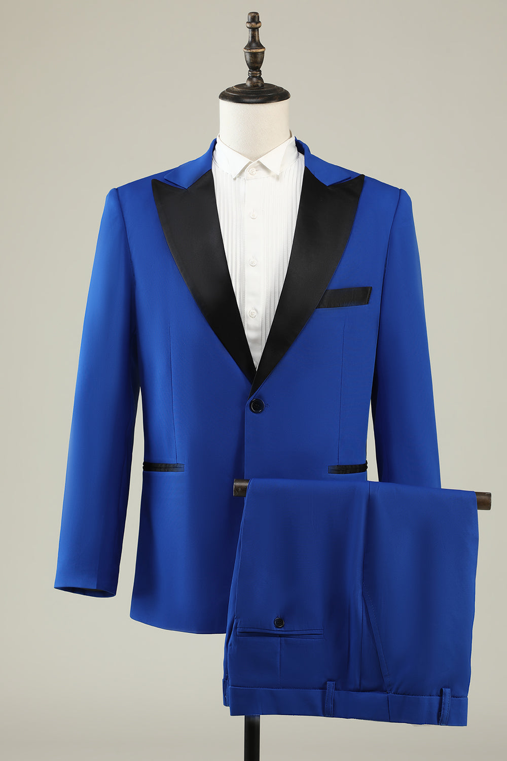 Slim Fit Peak Revers One Button Blå mænds galladragter