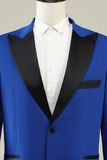 Slim Fit Peak Revers One Button Blå mænds galladragter