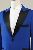 Slim Fit Peak Revers One Button Blå mænds galladragter