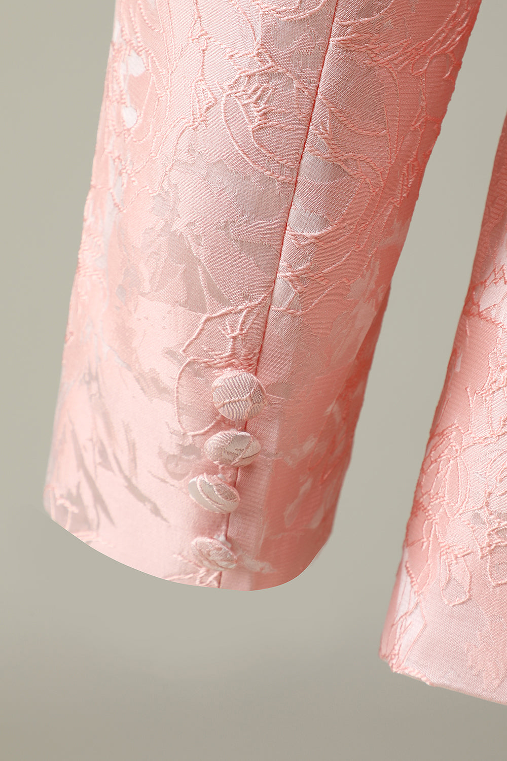 Lyserød Jacquard 2-delt sjal revers One Button Prom Suits