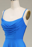 Hot Pink Spaghetti Straps A-line Galla Kjoler med plisseret