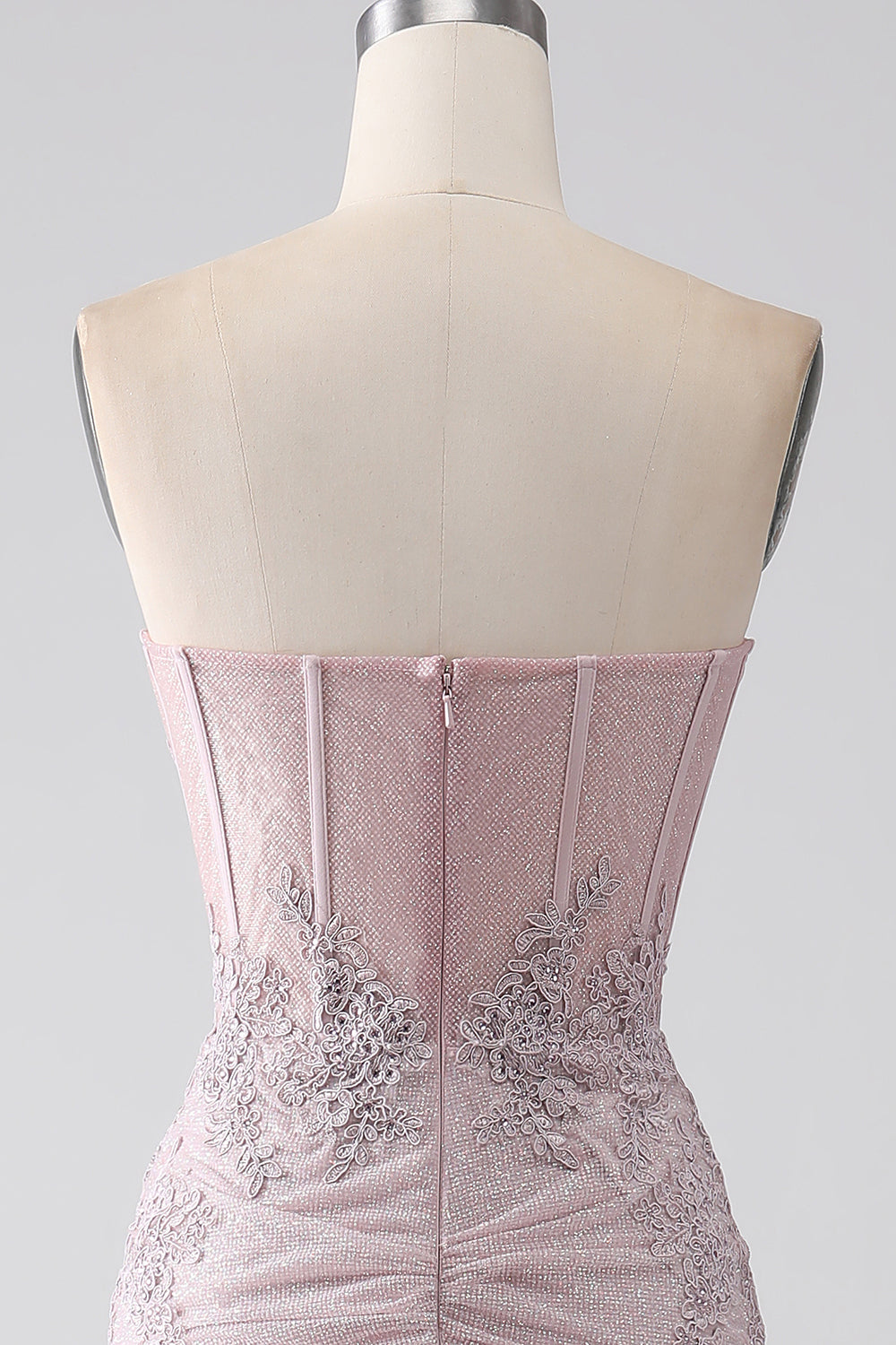 Glitrende stropløs havfrue korset gallakjole med applikationer