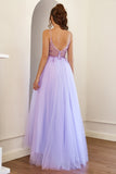 Lilla beading Tulle Prom Kjole