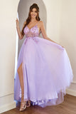 Lilla beading Tulle Prom Kjole